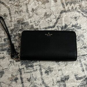kate spade Black Pebbled Leather Zip Wristlet